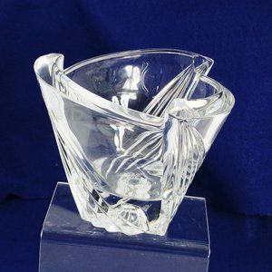 Candle Holder Candy Nut Bowl Triangle Swirl Design Glass 4" H